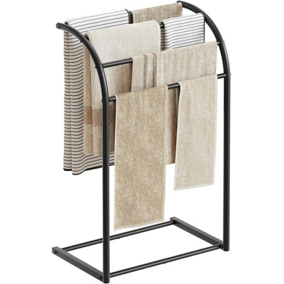 Support à serviettes et à couvertures autoportant à 4 niveaux, présentoir de séchage moderne pour serviettes de piscine, rangement pour salle de bain, noir