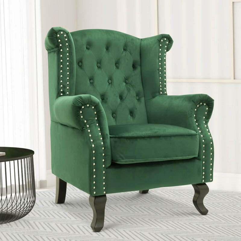 Baden Wingback Chair, Emerald Green