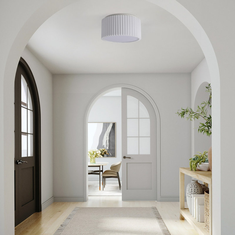 Plafonnier encastré 2 lumières en tissu plissé