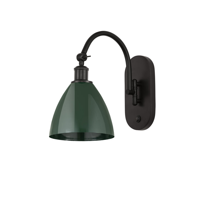 Applique murale à bras 1 lumière en métal, Vert, Bronze huilé
