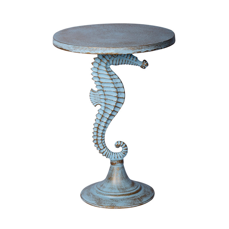 Seahorse Design Pedestal End Table