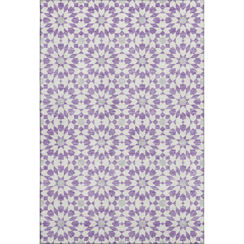 Premium Machine Washable Tweedy Lavender Rug, Rectangle 10' x 14'