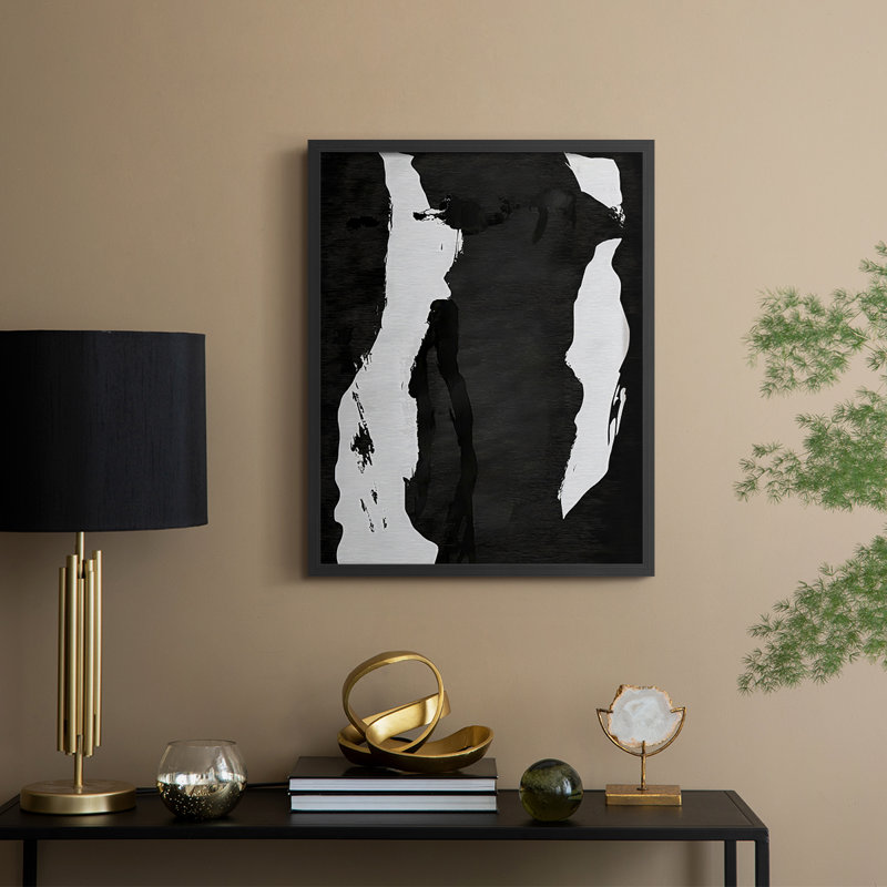 Abstrait, encadré, reproduction encadrée, H 29 po x l 23 po, Noir