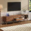 Meuble télé ovale cannelé avec station de charge, console média Mid-Century avec porte tambour coulissante, console de télévision-1272493079