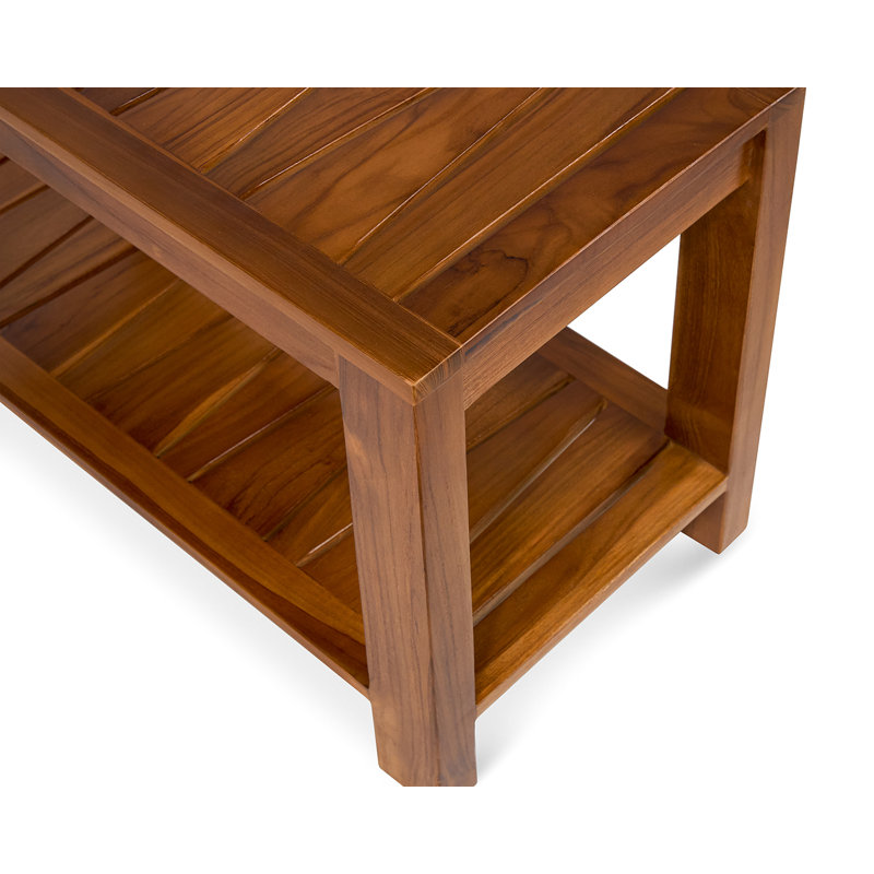  Teak Shower Bench With Shelf, 30” Wide, Shower Stool, Fully Assembled Bathroom Shower Seat, Water-resistant Spa Bath Bench For Shower, Bathroom & Entryway, The Botein