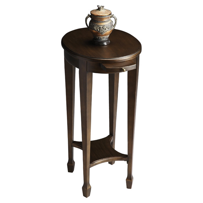 End Table, Distressed Black On Gold