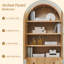  Bibliothèque arquée cannelée avec portes, bibliothèque Morden de 71 po de hauteur avec rangement et tablettes réglables, organisateur de bibliothèque sur pied pour bureau à domicile-127329572