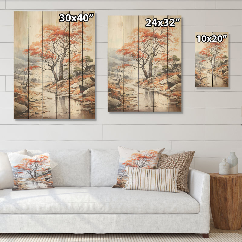 Expression abstraite d'un chêne mystique - Art de chêne sur bois de pin naturel, H 32 po x l 24 po