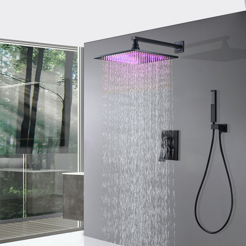 Robinet de douche 12 "avec valve brute, Noir mat