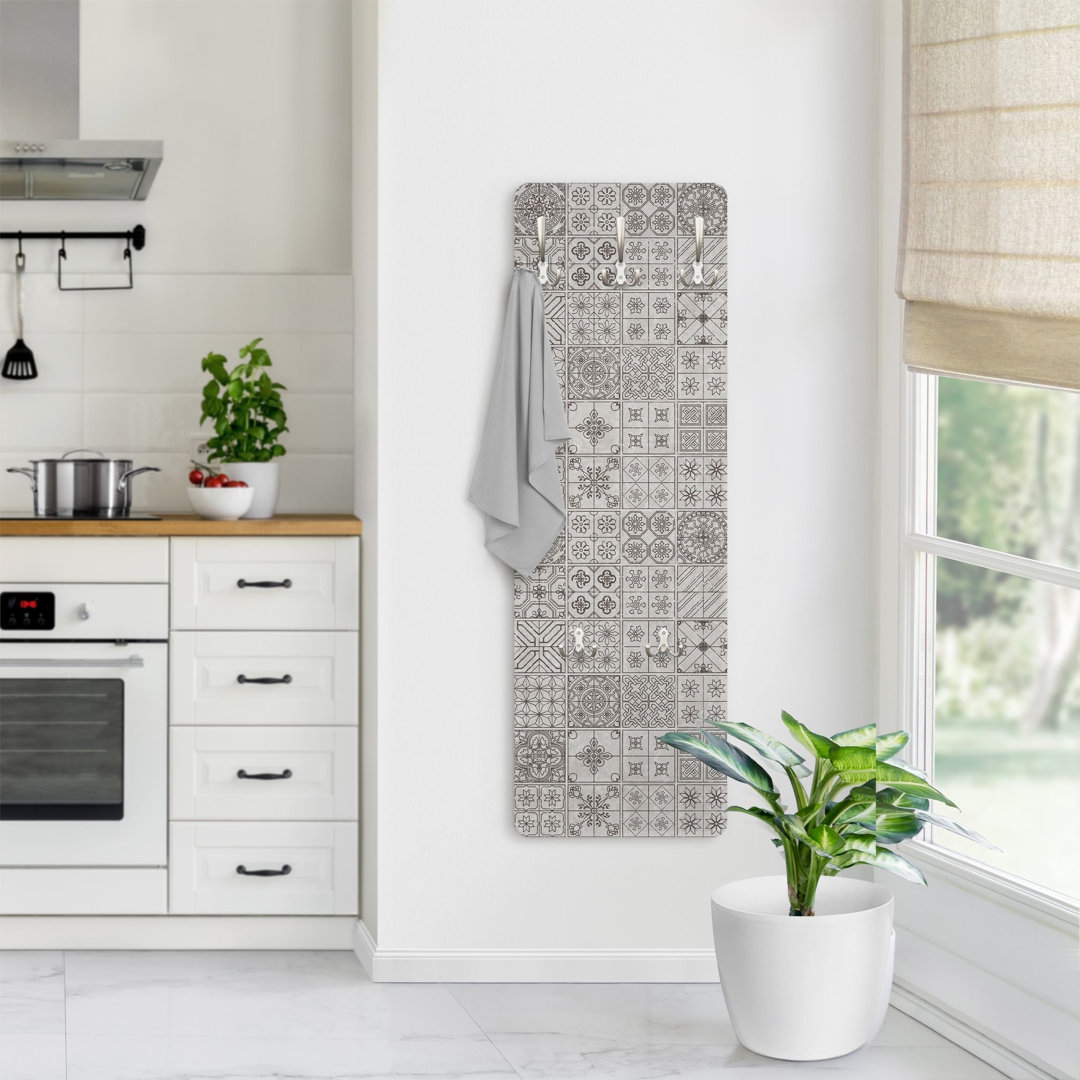 Coimbra Tile Pattern Wall Mounted Coat Rack