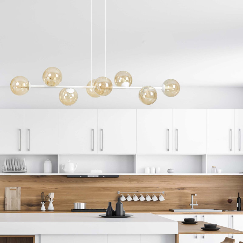 Colbert 8 - Light Kitchen Island Pendant, Honey, White