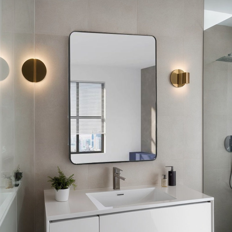 Miroir de salle de bain mural 24 po x 32 po, Noir