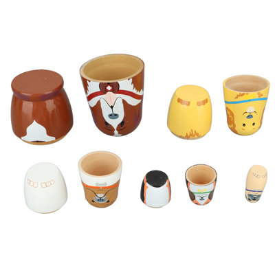 5Pcs Wooden Cute Dog Russian Nesting Dolls Toy Handmade Matryoshka Set for Kids Christmas Birthday Wishing Gift