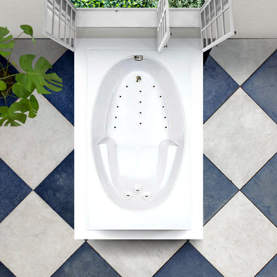 Baignoire encastrée en acrylique 72 "avec drain réversible L 72" x l 42 "en blanc