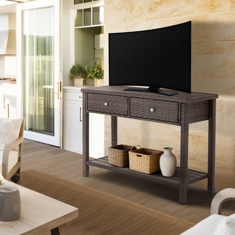 Console d'extérieur avec tiroirs Buffet de rangement pour bar et patio 45 po.