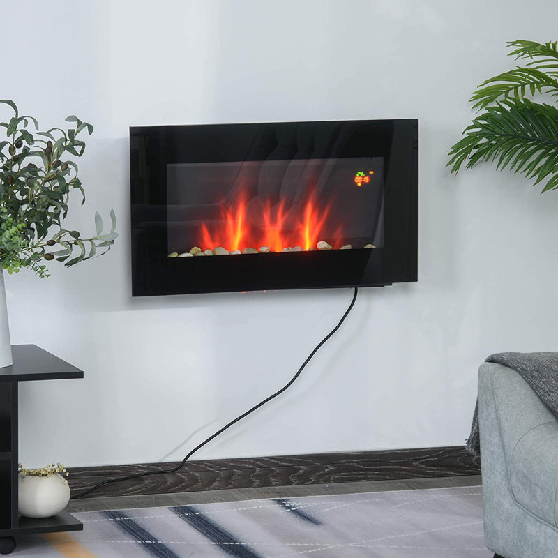 Jaycee Belfry Heating Black Electric Fireplace with 6820 BTU, 40cm H x 72.5cm W x 11.5cm D