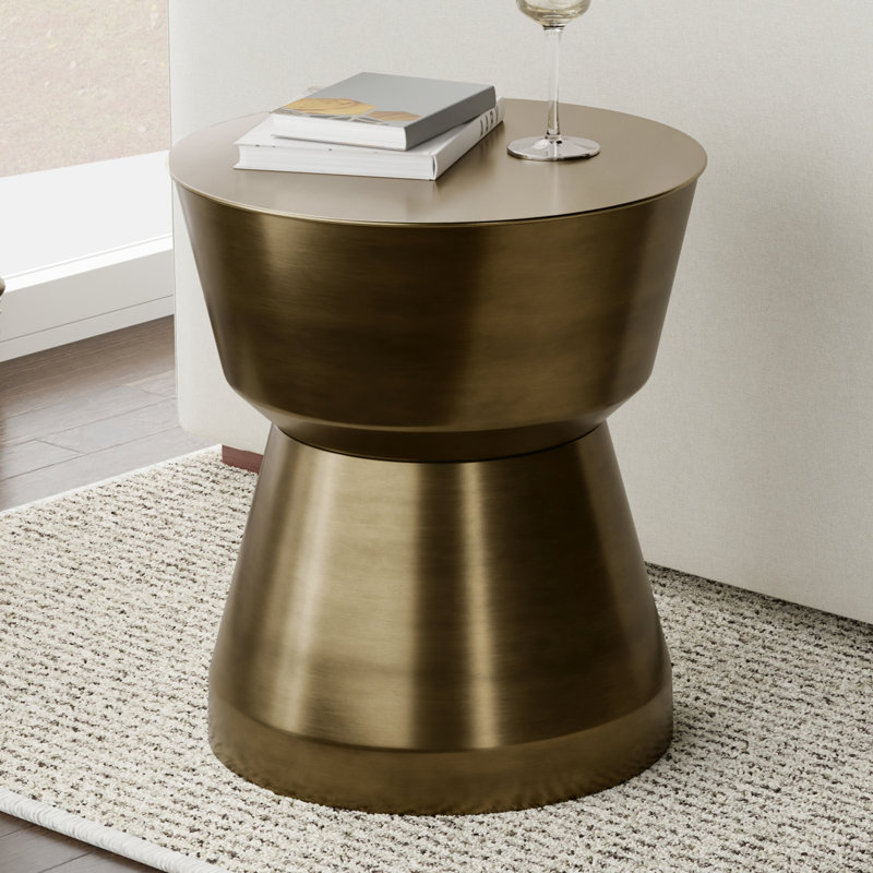 Table d'appoint moderne en métal l 16 po avec silhouette de sablier Allegra