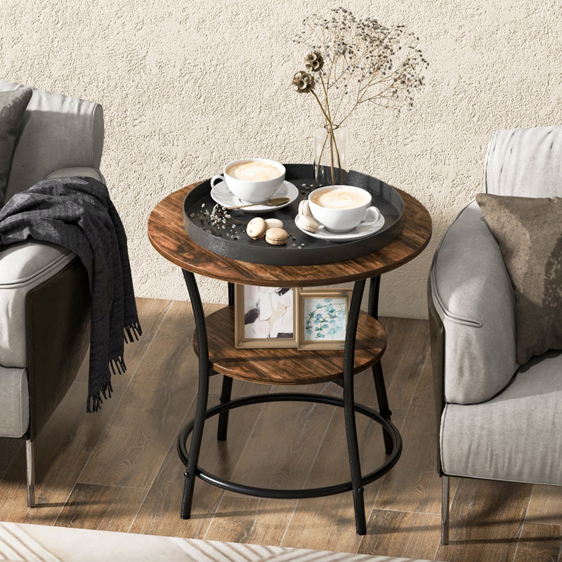 Top End Table with Storage, Brown