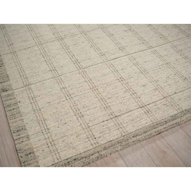 Desi hand-knotted Wool Silver Area Rug, Silver, Rectangle 8' x 10'