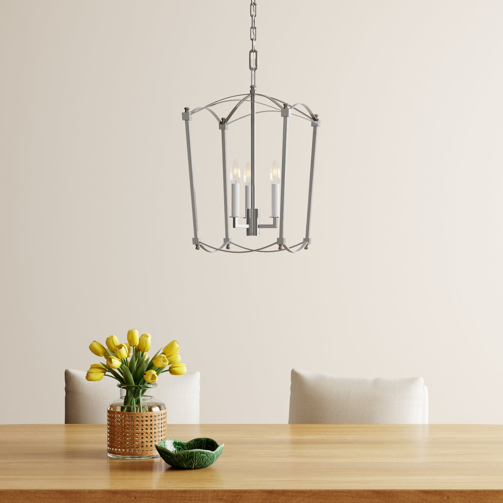 Olive 3-Light Chandelier, Polished Nickel