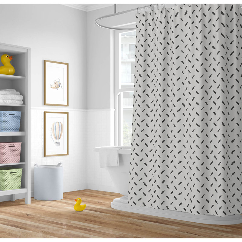 Kat Ultra-Thin Lightweight Shower Curtain, Ivory/Charcoal