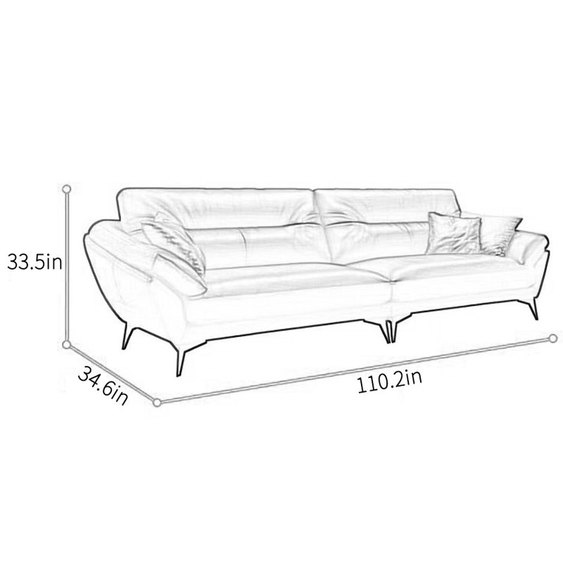Casual modern simple Italian office sofa, 33.5" H x 110.2" W x 34.6" D, 4