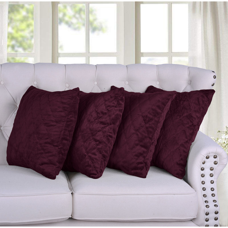 Micro Mink Throw Pillow Covers, Burgundy