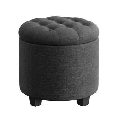 Round Ottoman, Ottoman With Storage, 45 X 45 X 44.5 Cm, Foot Rest With Legs, Load Up To 150 Kg, For Living Room, Bedroom, Dark Grey