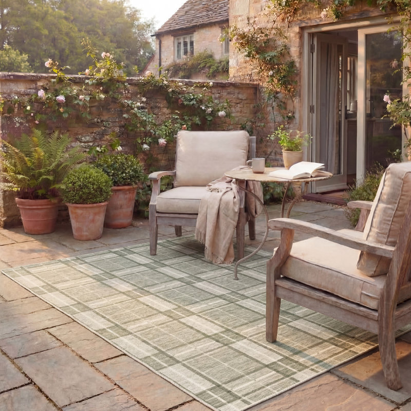 Laura Ashley Doreen Indoor Outdoor Area Rug, Green, 5' x 7'