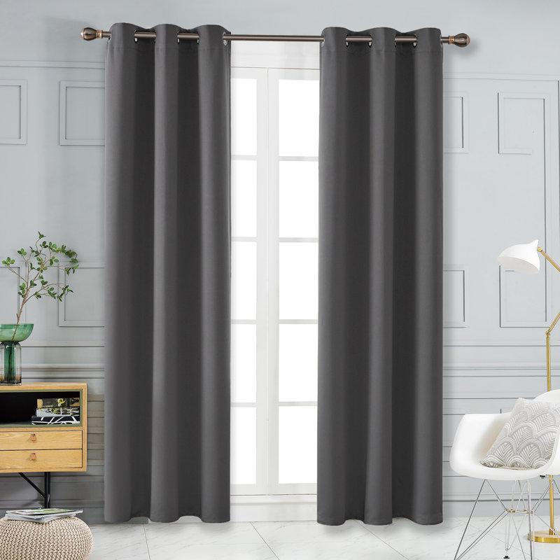 Lompoc Room Darkening Grommet Curtain Panels, Dark Gray, 42" W x 108" L