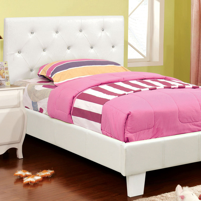 Maren Upholstered Platform Bed, Twin, White