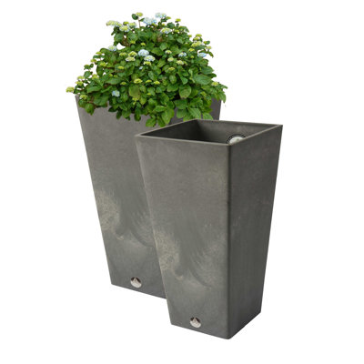 Cara Composite Pot Planter Set with Water Trays