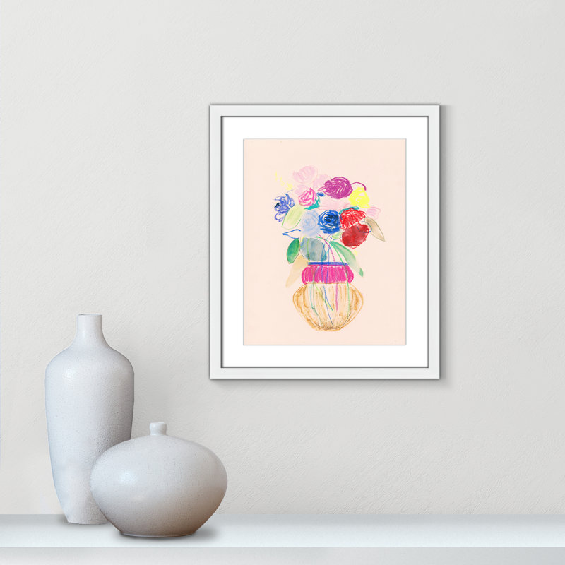 «Simple Floral II» par Bea Dina, Blanc, H 19 po x l 16 po x P 1,25 po, Papier avec cadre unique blanc