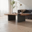 Modern Rectangle Coffee Table with Walnut Veneer and Black Base