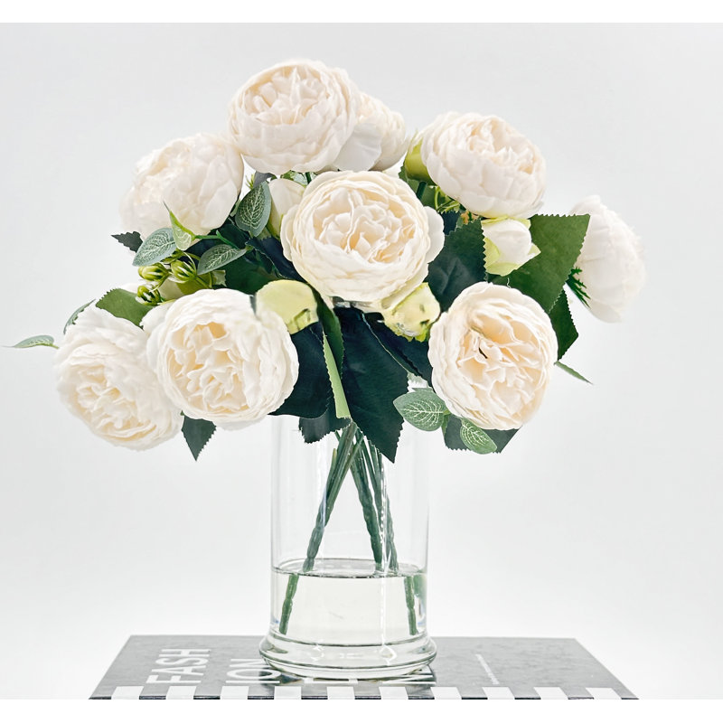 Arrangement de pivoines roses, centre de table artificiel artificiel
