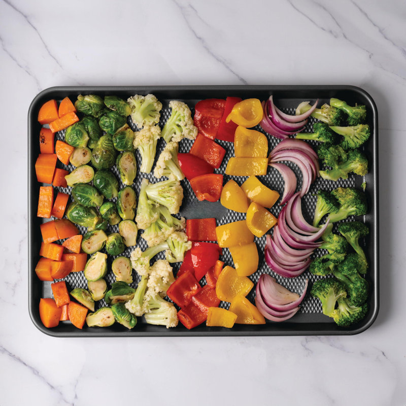 Baking Sheet Pan Set,Cookie Sheets For Oven, Diamond Texture Premium Air Flow,(Set Of 3), Black