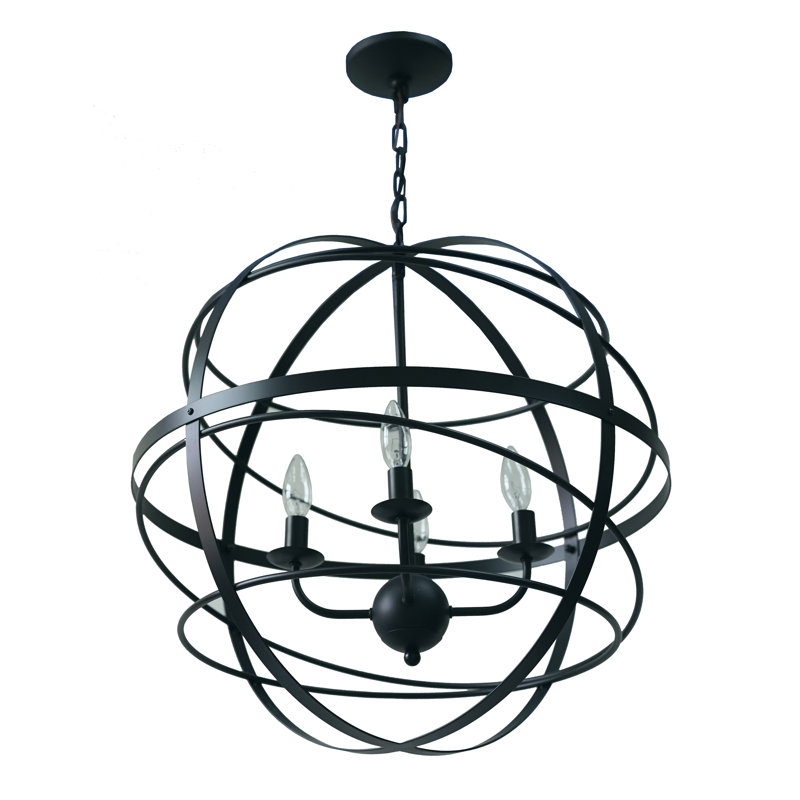 Lustre orbe 4 lumières au fini noir mat