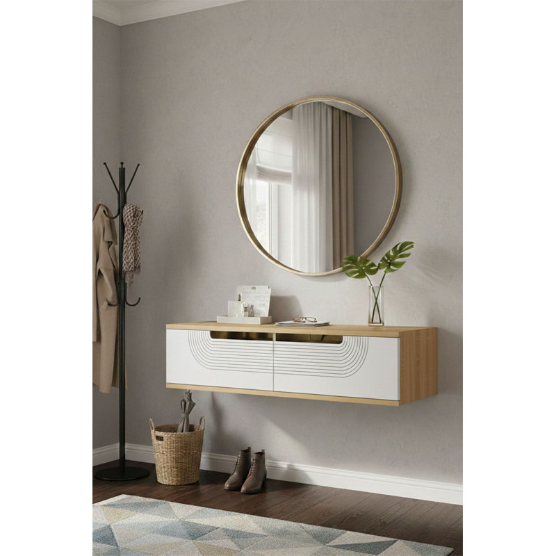 Commode, Beige/White/Gold