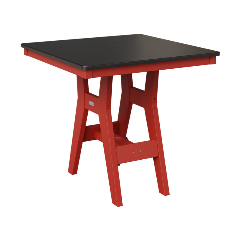 Table de salle à manger carrée 33 po Berlin Gardens Harbor, Noir martelé, Rouge écarlate, H 30,37 po x l 33 po x P 33 po