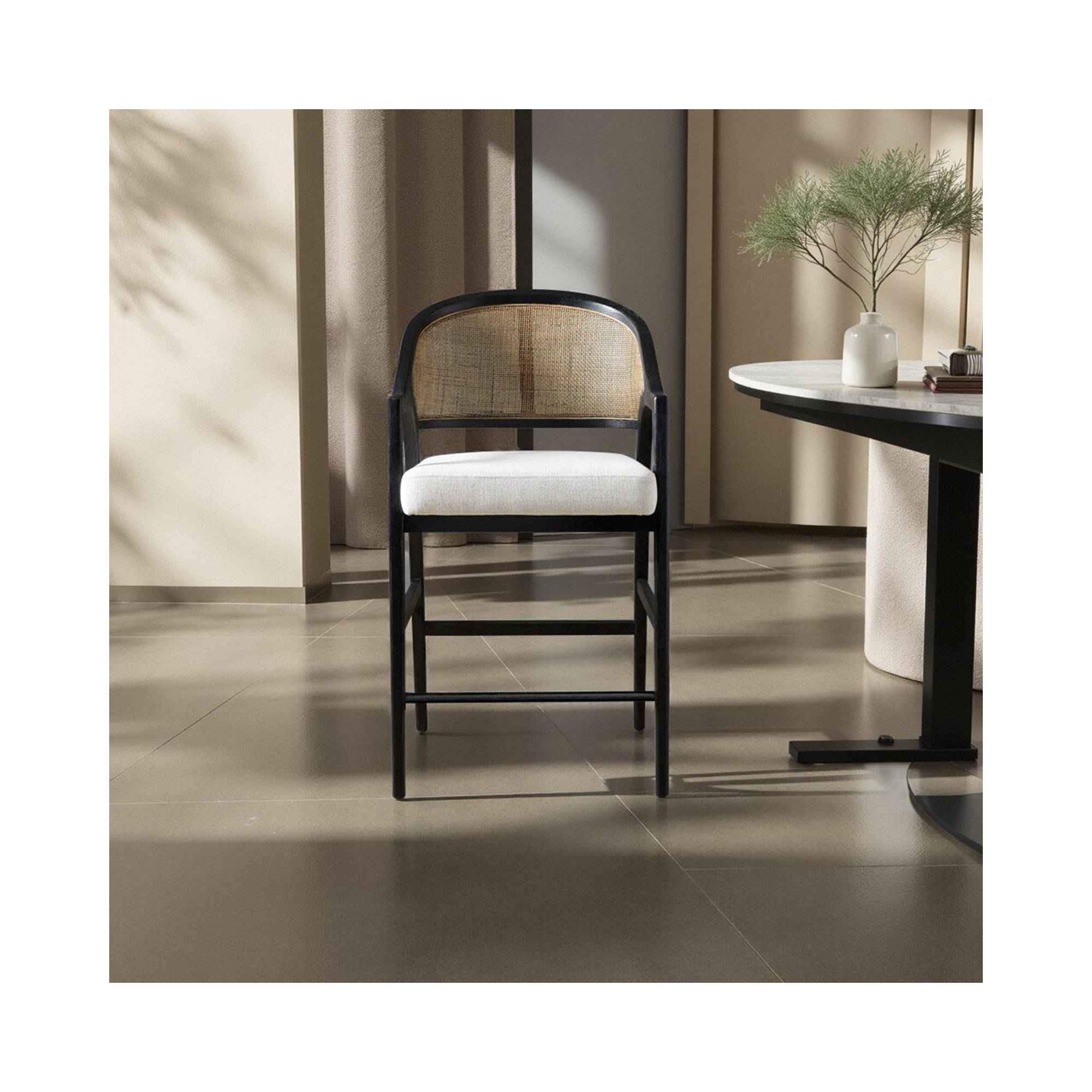  Foam Padding Wing Back Accent Bar Stools, Black