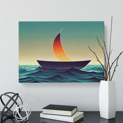 Glowing Sailing Boat - Wrapped Canvas