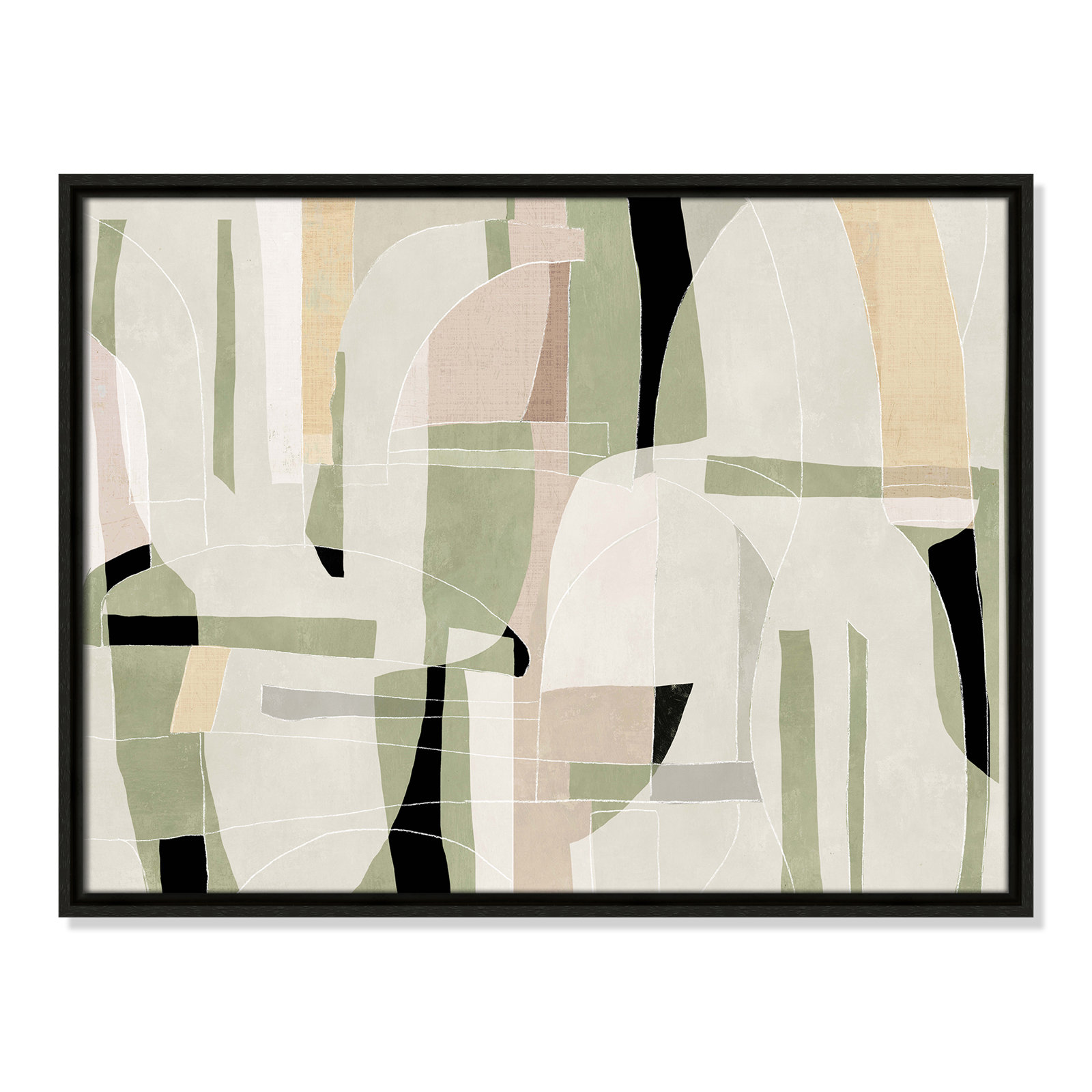 Sunny Barcelona - Floater Frame Canvas, 25.5" W x 19.5" H, Espresso