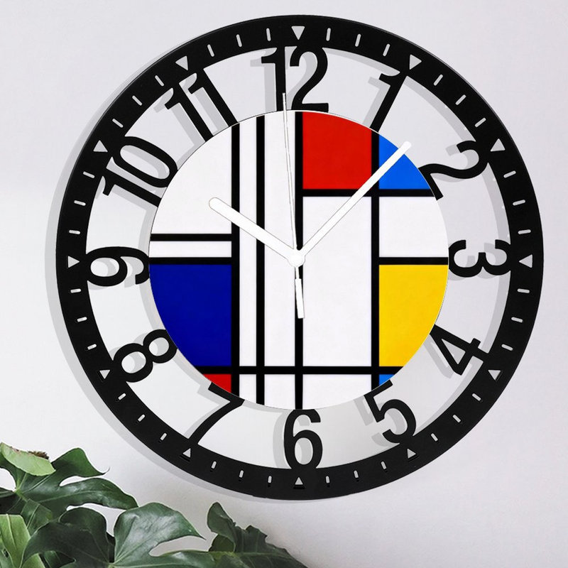 Horloge murale ronde en fer 10 po avec mouvement à quartz silencieux, chiffres arabes, impression UV, Structure verticale