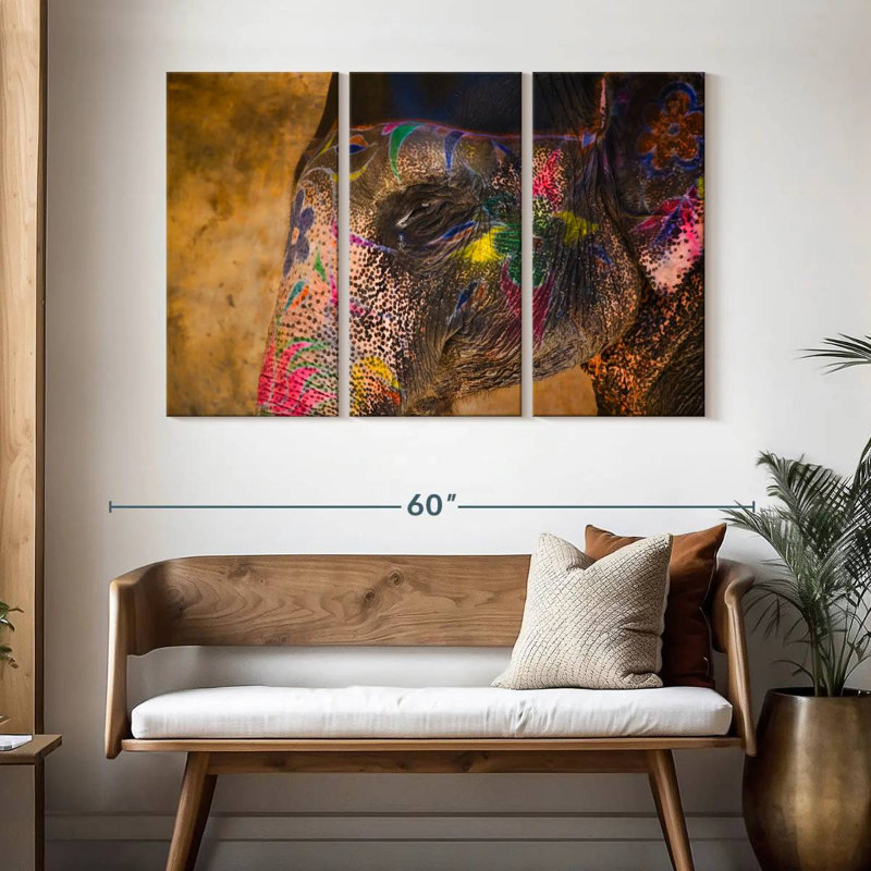 Painted Elephant In Jaipur India, 32" H x 50" W