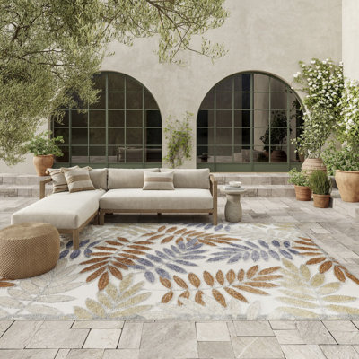 Tapis floral tissé crème 6 pi x 9 pi