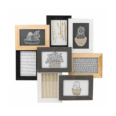 Praylee 3D Collage Picture Frame for 8 Photos 10x15 cm, Wood Frame
