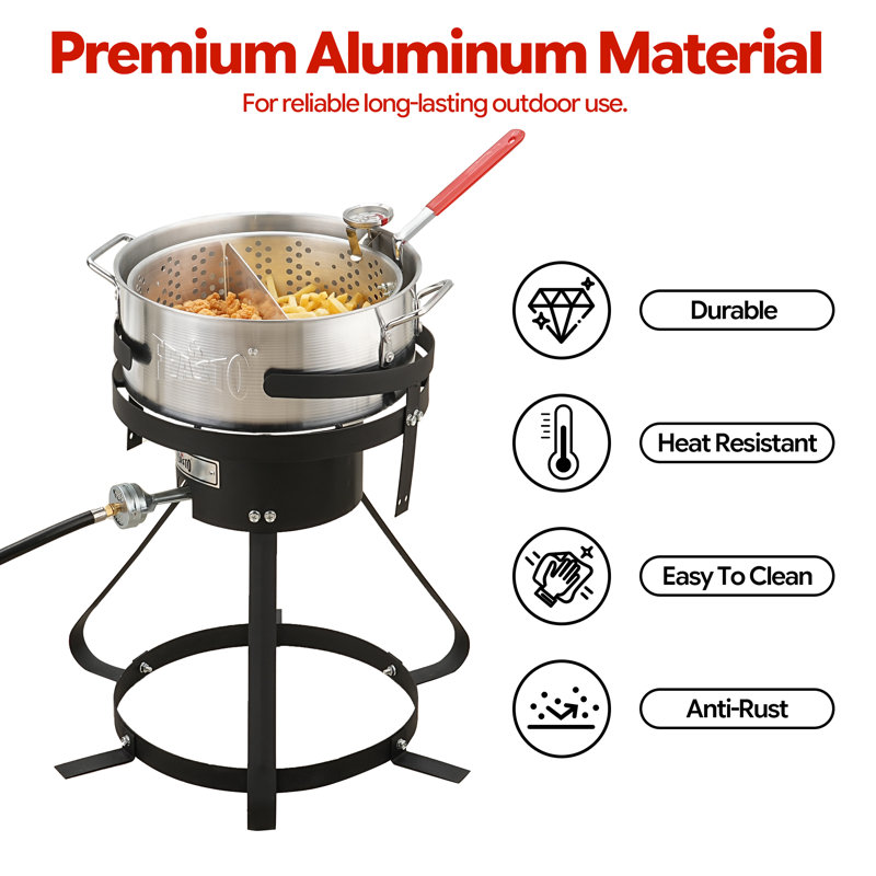 Ensemble de cuisinière d'extérieur au propane avec pot de friteuse et panier-filtre Feasto