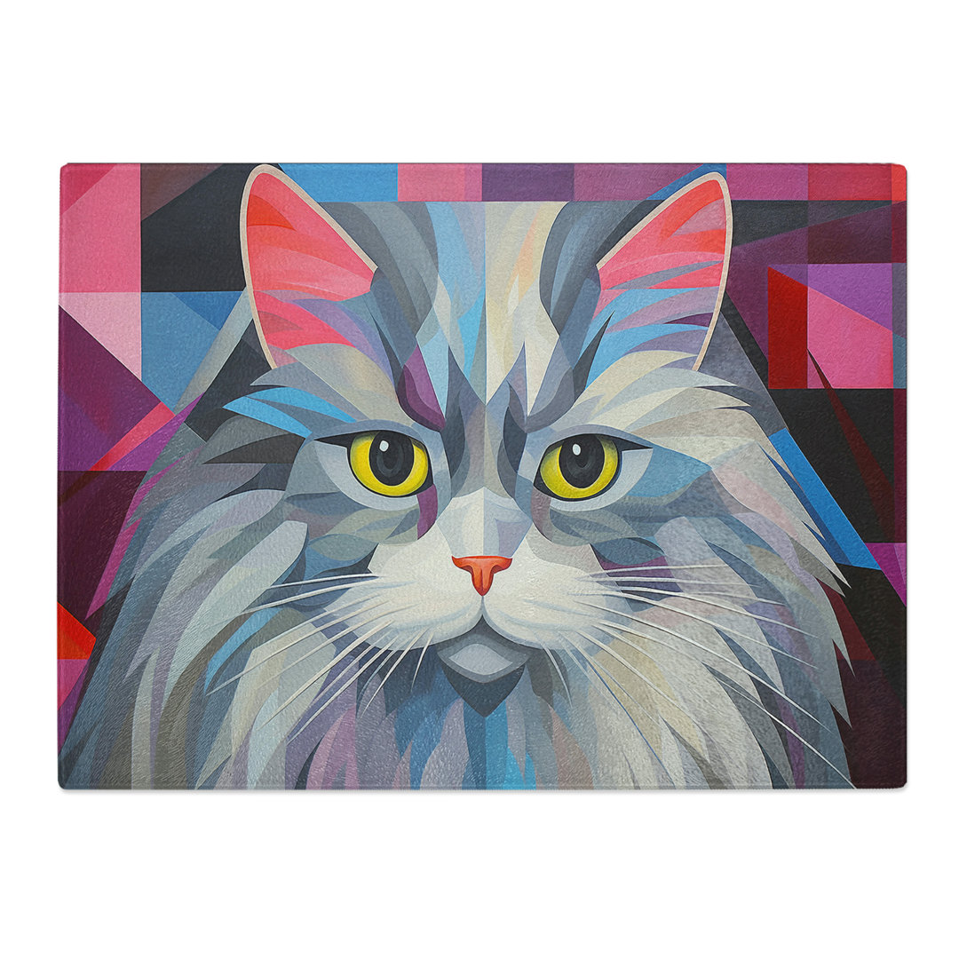 Persian Cat Geometric No.2  Glass Chopping Board