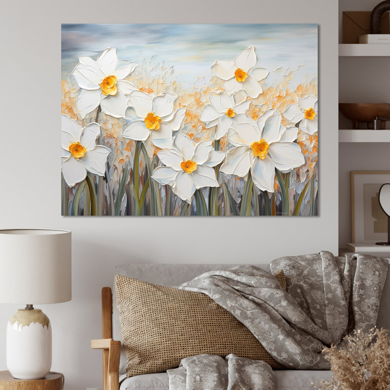 «Daffodils Tranquility Floral Field II», reproduction sur toile, Toile tendue, H 24 po x l 32 po x P 0,5 po