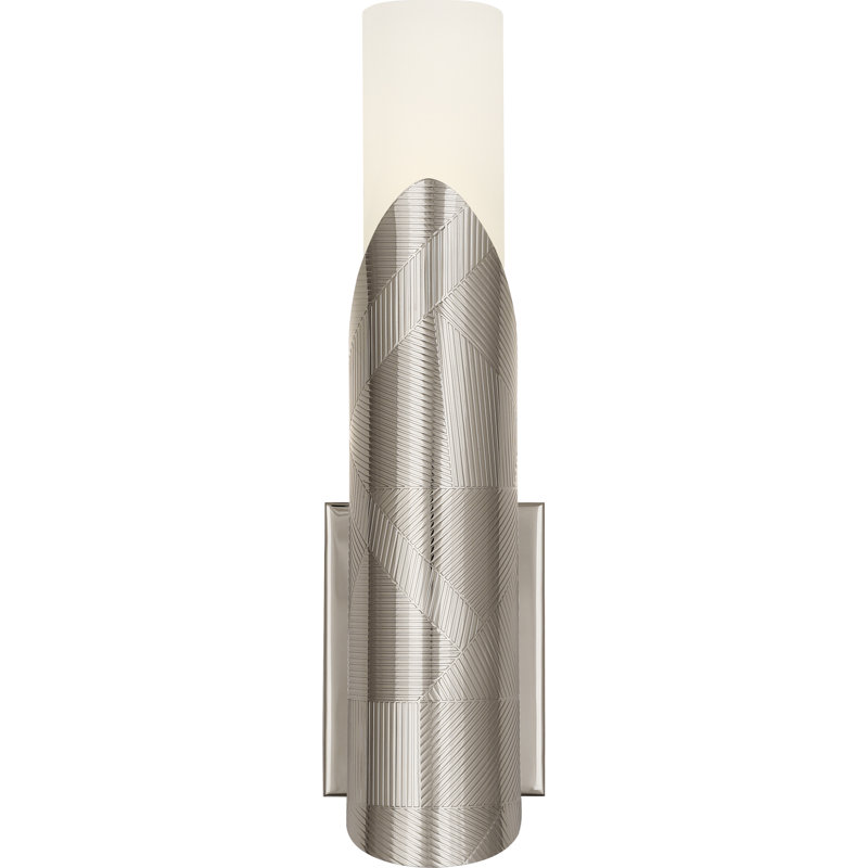 Applique murale moderne avec abat-jour en verre blanc givré - Éclairage de douille E26 moyen pour endroits secs / humides - Hauteur 16,5